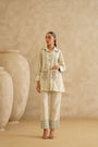 Cream Embellished Pocket
 Tunic Set