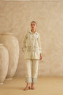 Cream Embellished Pocket
 Tunic Set