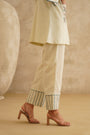 Cream Embellished Pocket
 Tunic Set