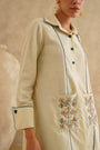 Cream Embellished Pocket
 Tunic Set