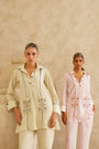 Cream Embellished Pocket
 Tunic Set