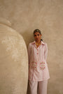 Pink Embellished Pocket
 Tunic Set