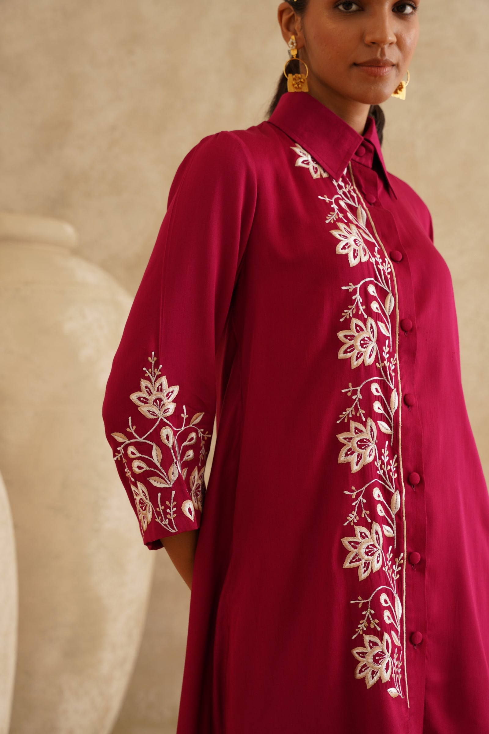 Raspberry Red Assymetric
Tunic Set