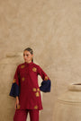 Maroon Metallic Flower 
Tunic Set
