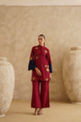 Maroon Metallic Flower 
Tunic Set