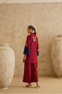 Maroon Metallic Flower 
Tunic Set