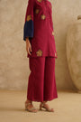 Maroon Metallic Flower 
Tunic Set