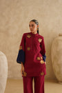 Maroon Metallic Flower 
Tunic Set