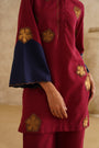 Maroon Metallic Flower 
Tunic Set