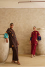 Maroon Metallic Flower 
Tunic Set