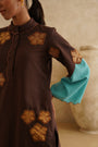 Brown Metallic Flower
 Tunic Set