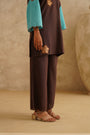 Brown Metallic Flower
 Tunic Set