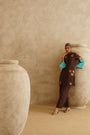 Brown Metallic Flower
 Tunic Set