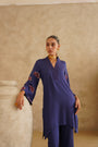 Navy Cutwork Sleeve 
Tunic Set