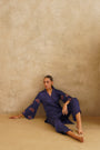 Navy Cutwork Sleeve 
Tunic Set