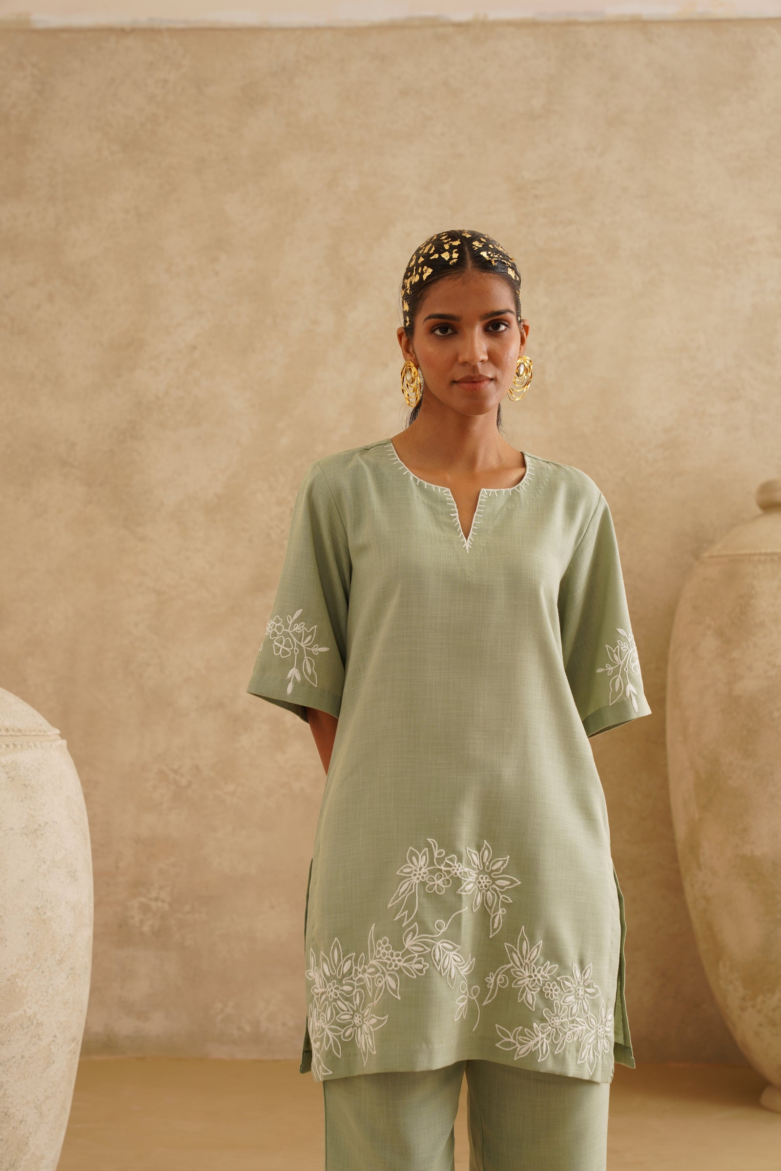 Sage Garden Embroidered
Tunic Set