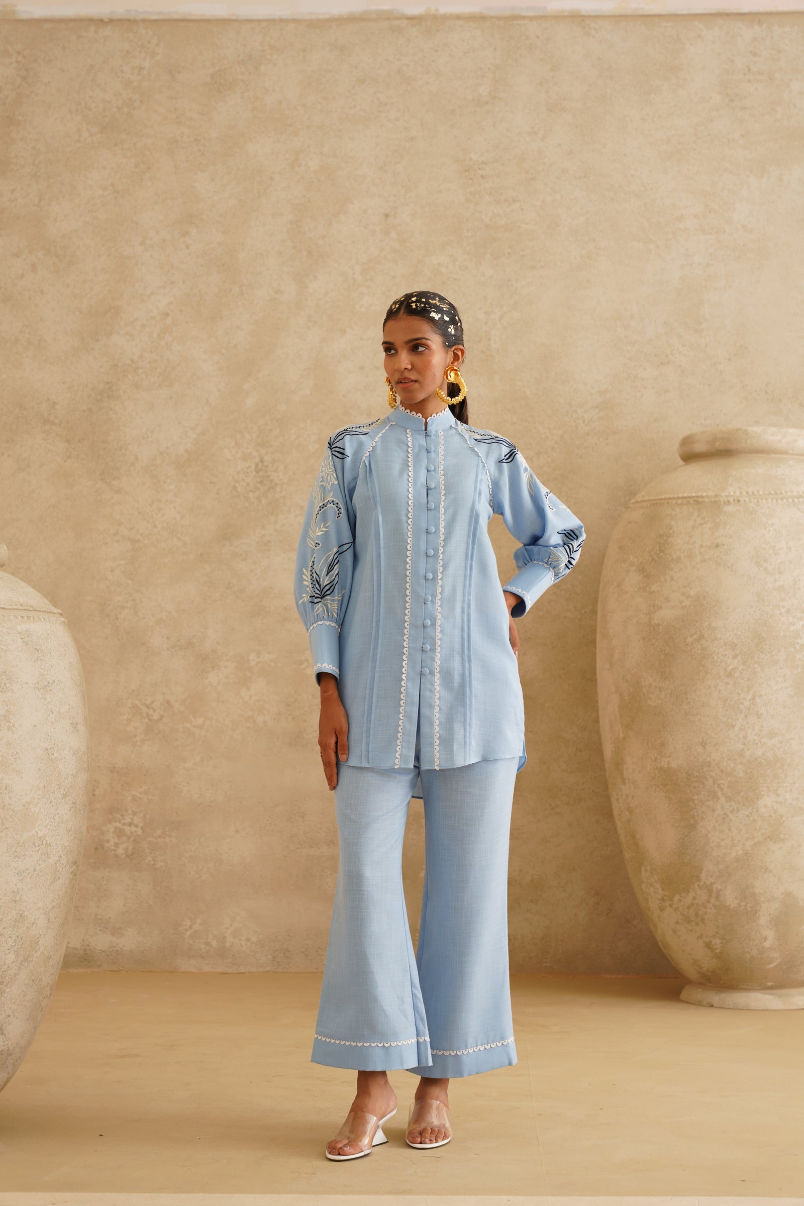 Cornflower Blue Lace Tunic Set