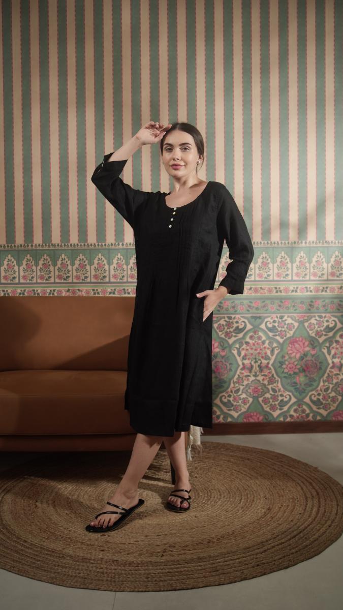 Pure Linen Solid Dresses