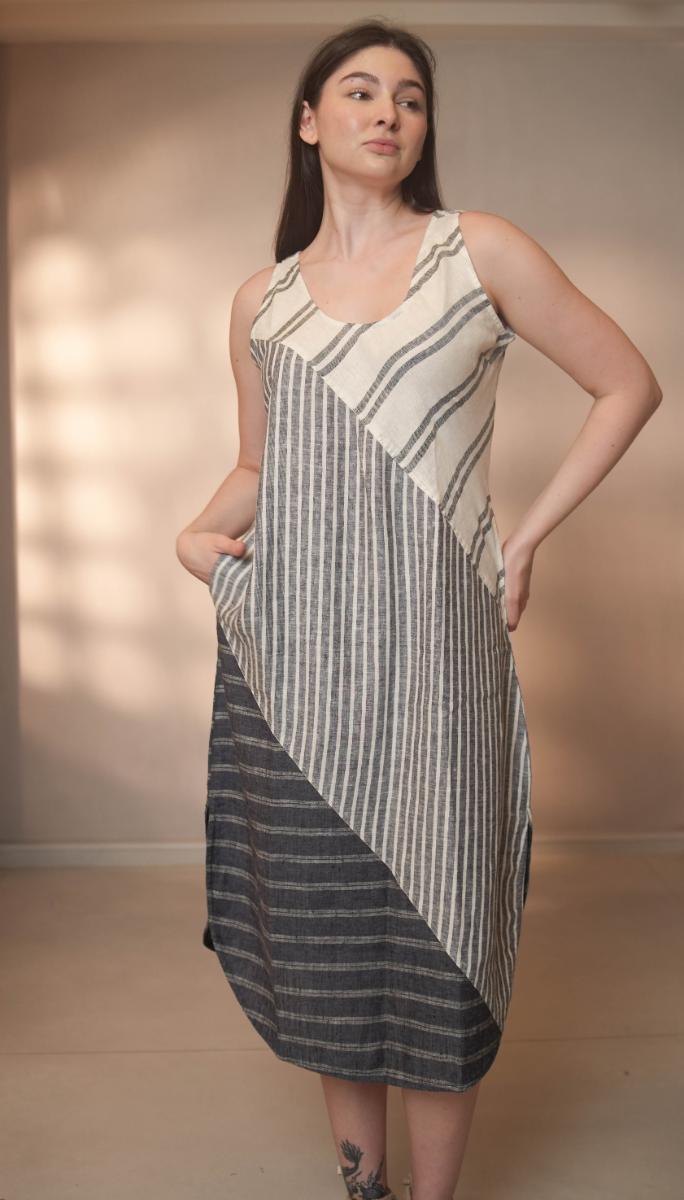 Isabella Dresspatchwork Combo 2   Indigo White Multi