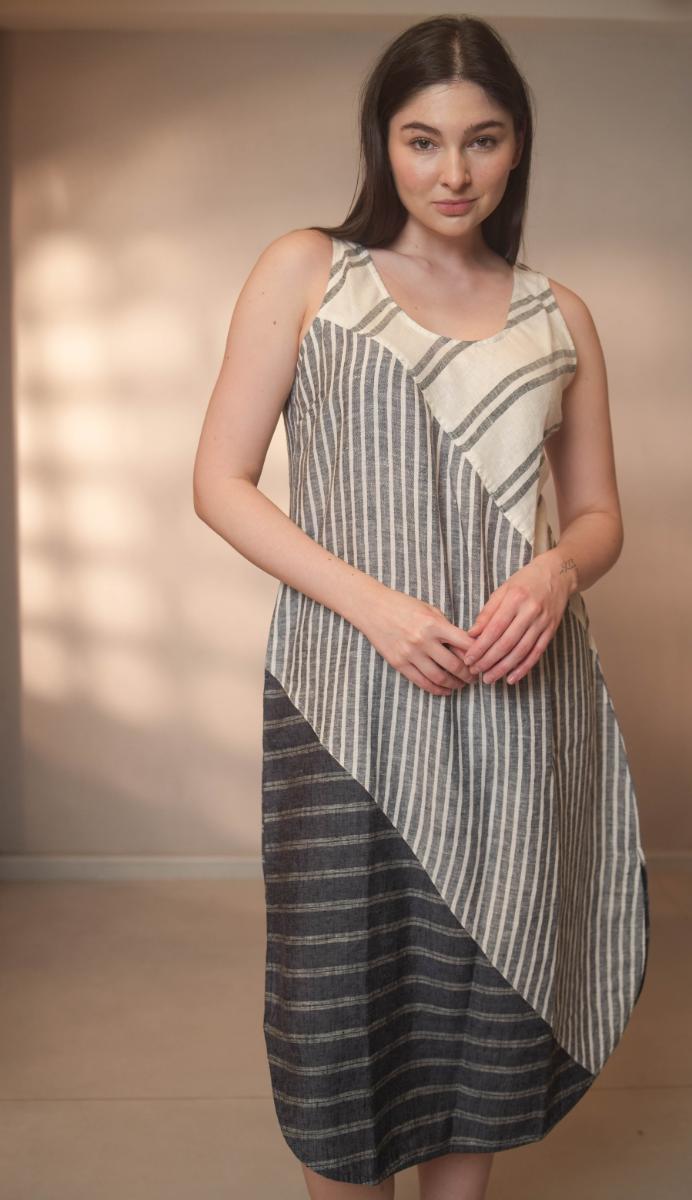 Isabella Dresspatchwork Combo 2   Indigo White Multi