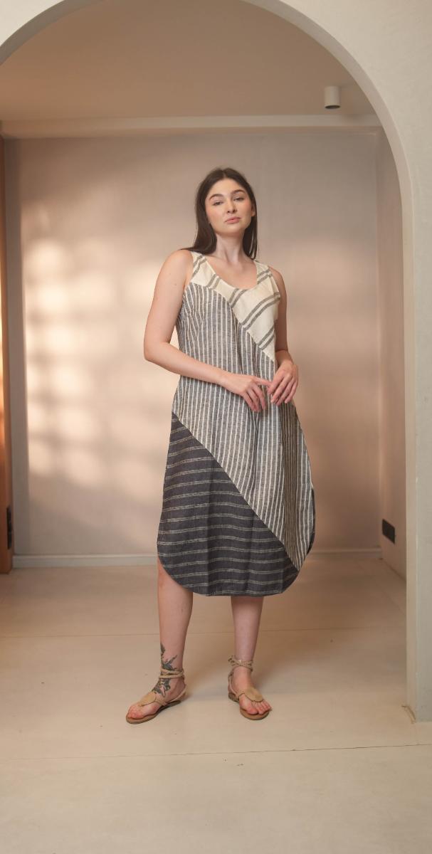 Isabella Dresspatchwork Combo 2   Indigo White Multi