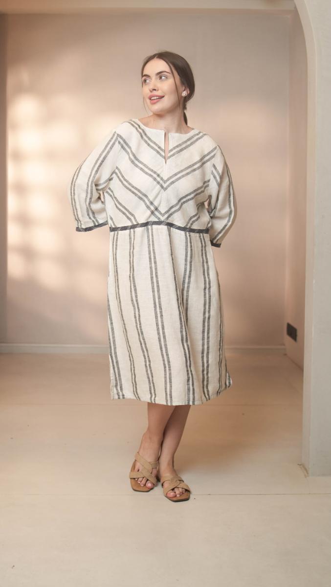 Enza Dressbedford Stripe White/Black