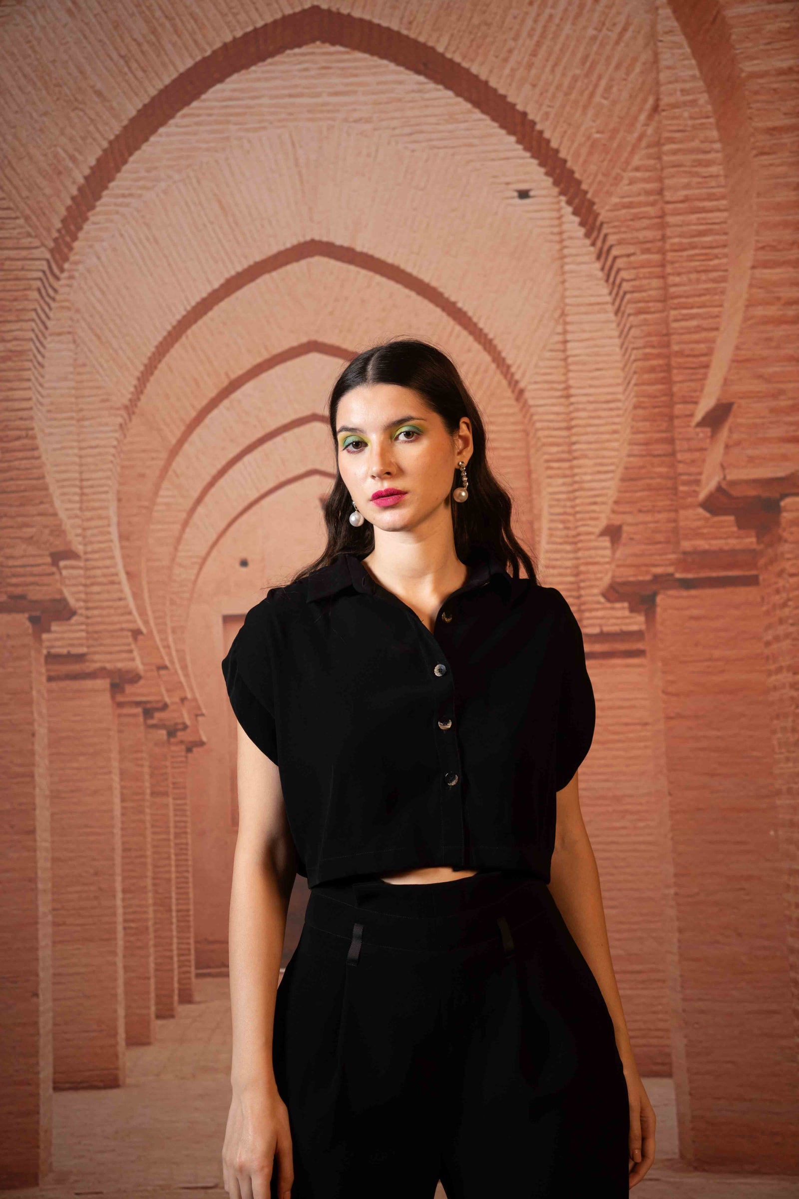 Peached black jacket top