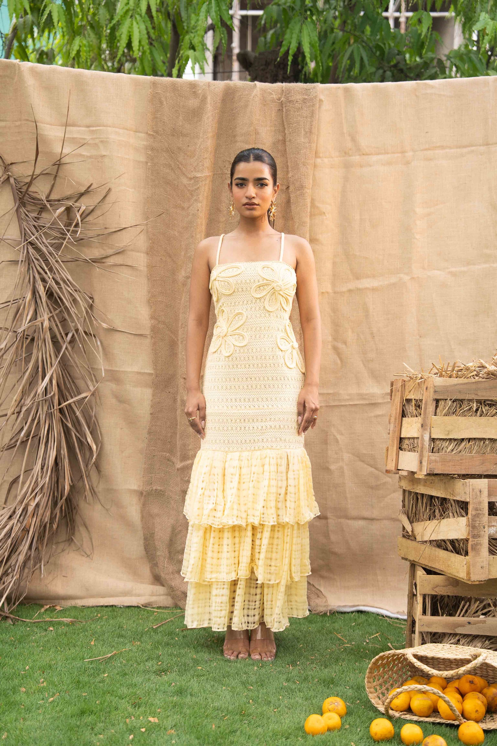 Fitted Knitted Butter Yellow Maxi Dress