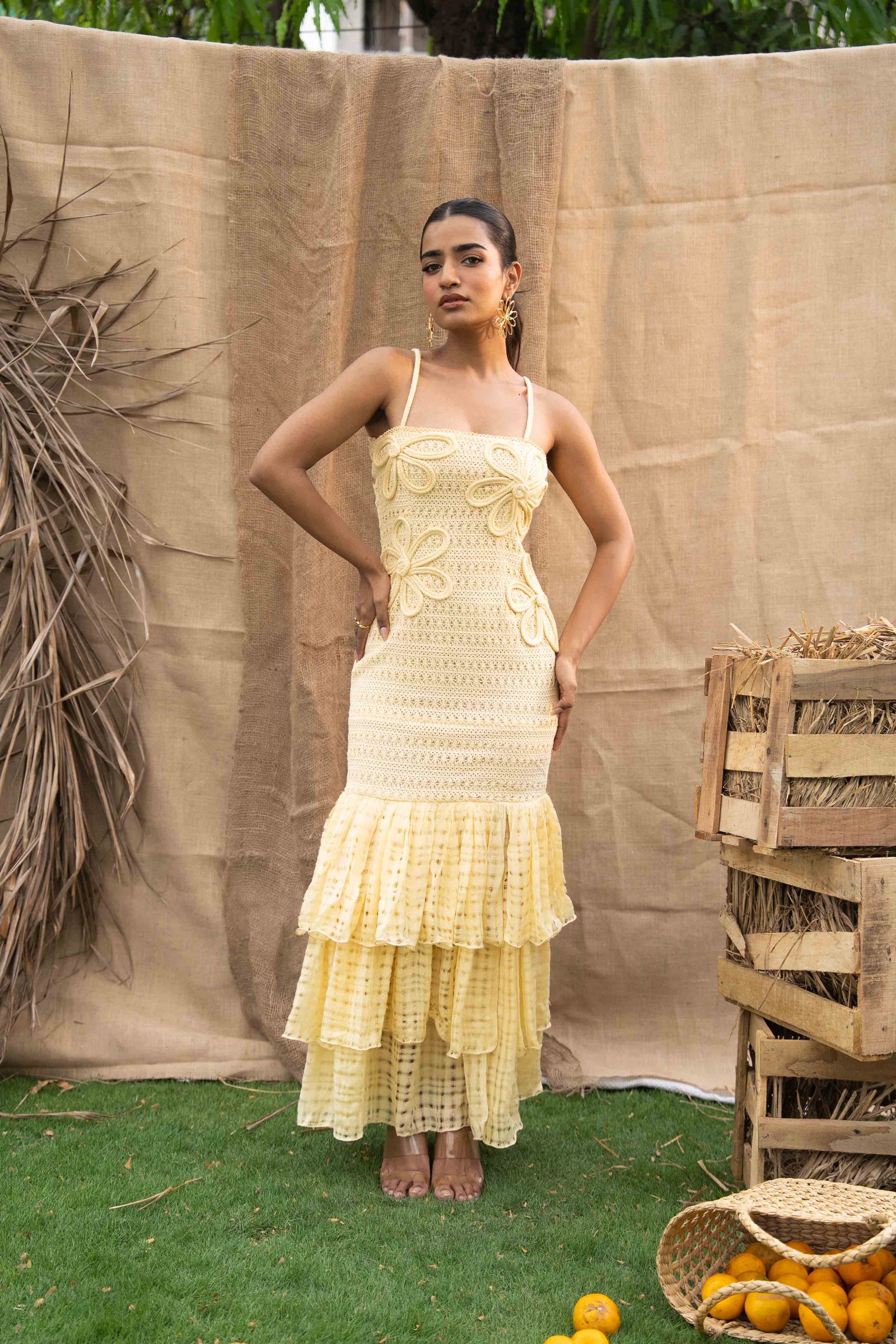 Fitted Knitted Butter Yellow Maxi Dress