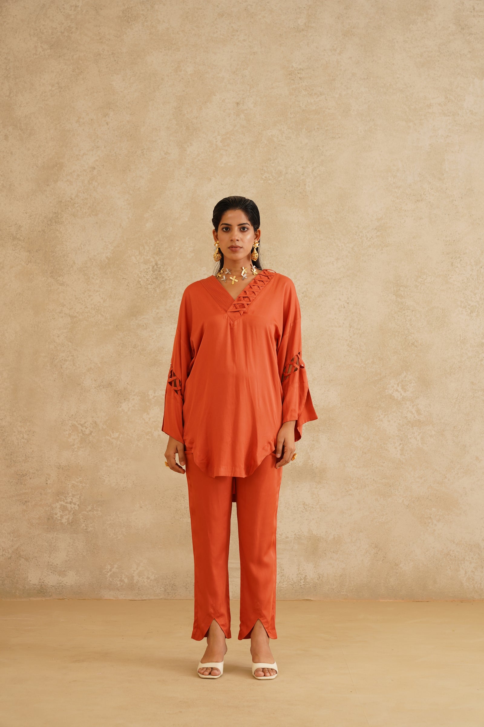 Rust Solid Criss-Cross Set