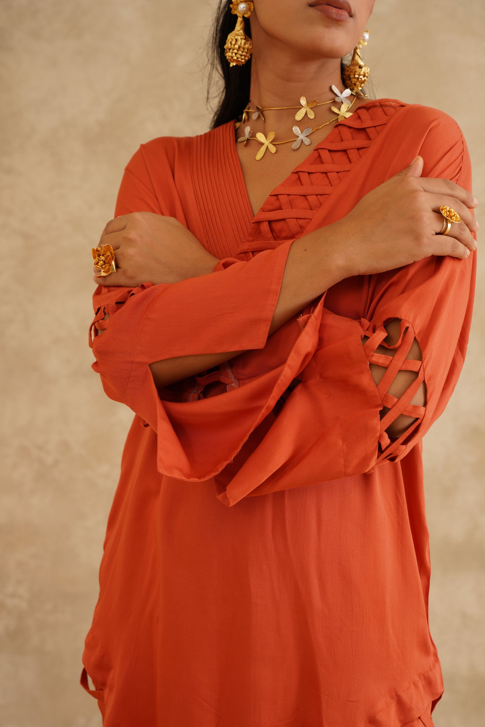 Rust Solid Criss-Cross Set