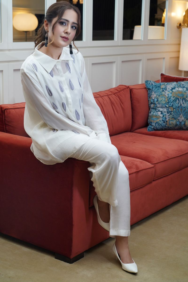 The White Set'S Asymmetric Collar Neck Exudes