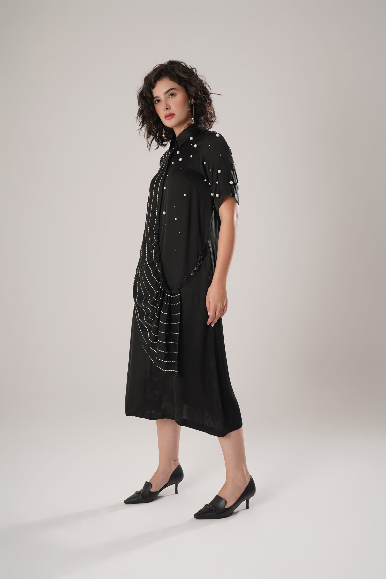 Black Midi Dress In Modal Satin