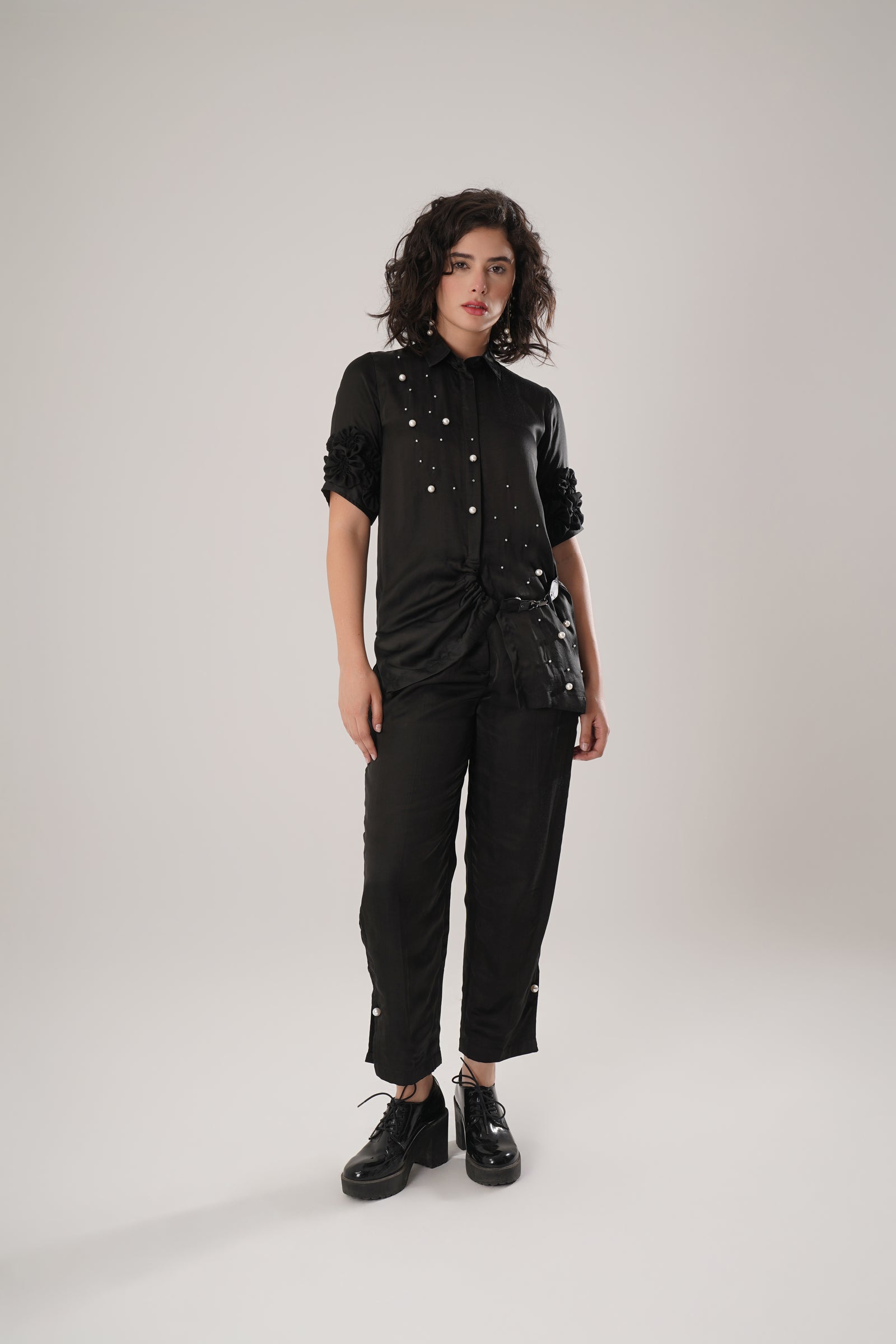 Black Modal Satin Shirt Is Designed To Make A Statement