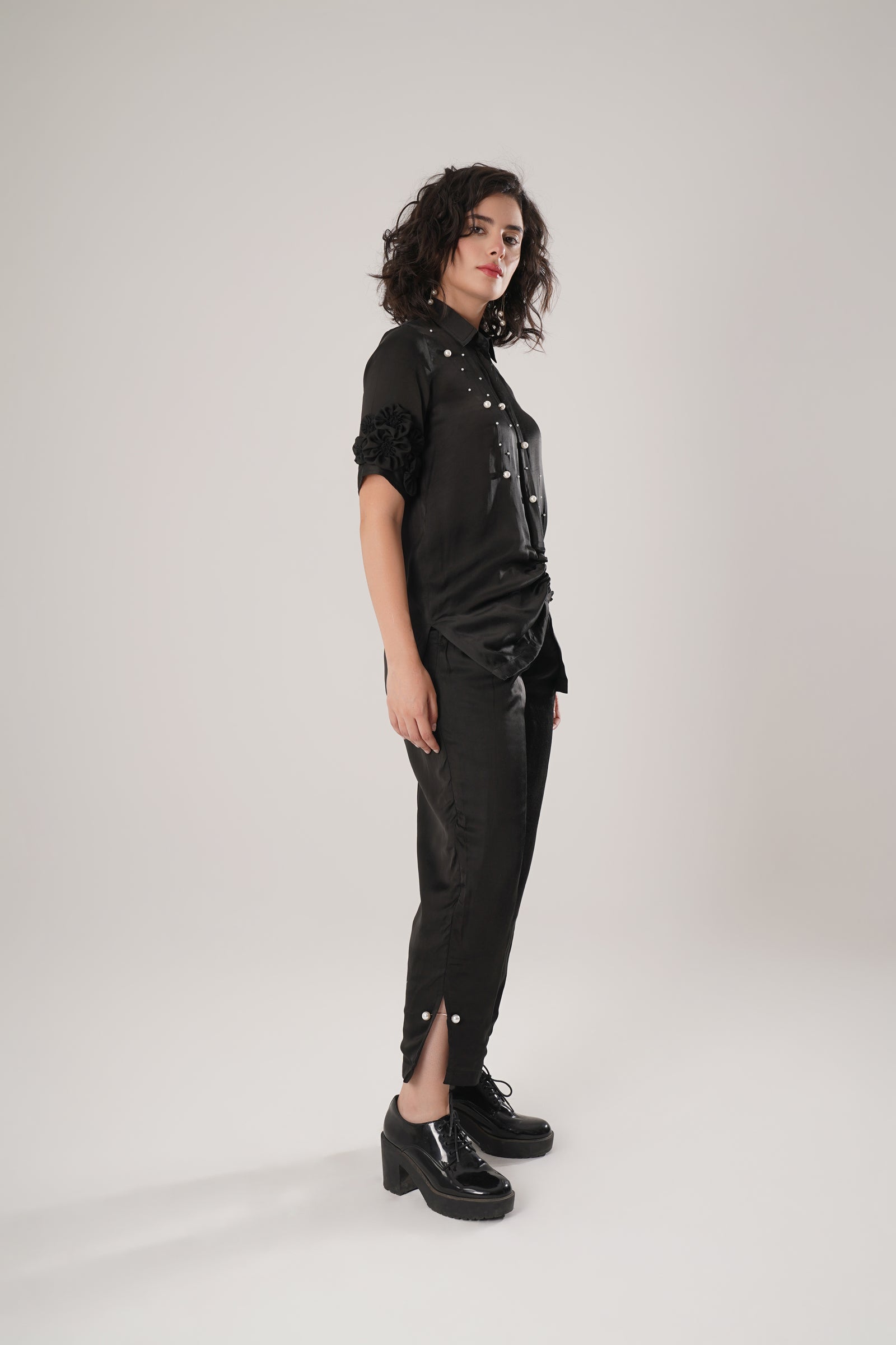 Black Modal Satin Shirt Is Designed To Make A Statement