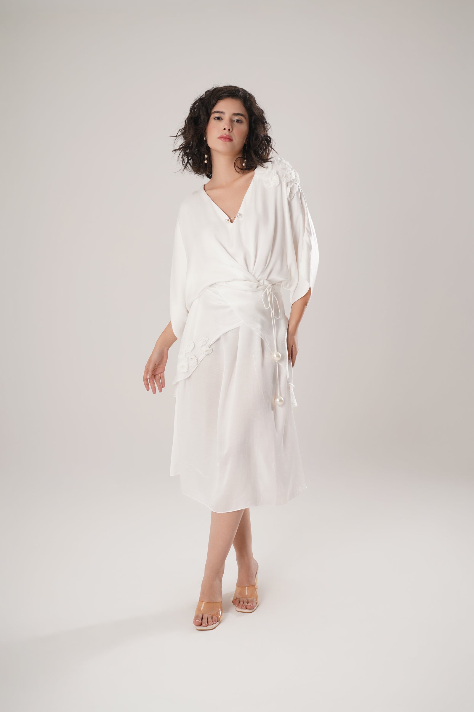 Sophisticated White Modal Satin Dress
