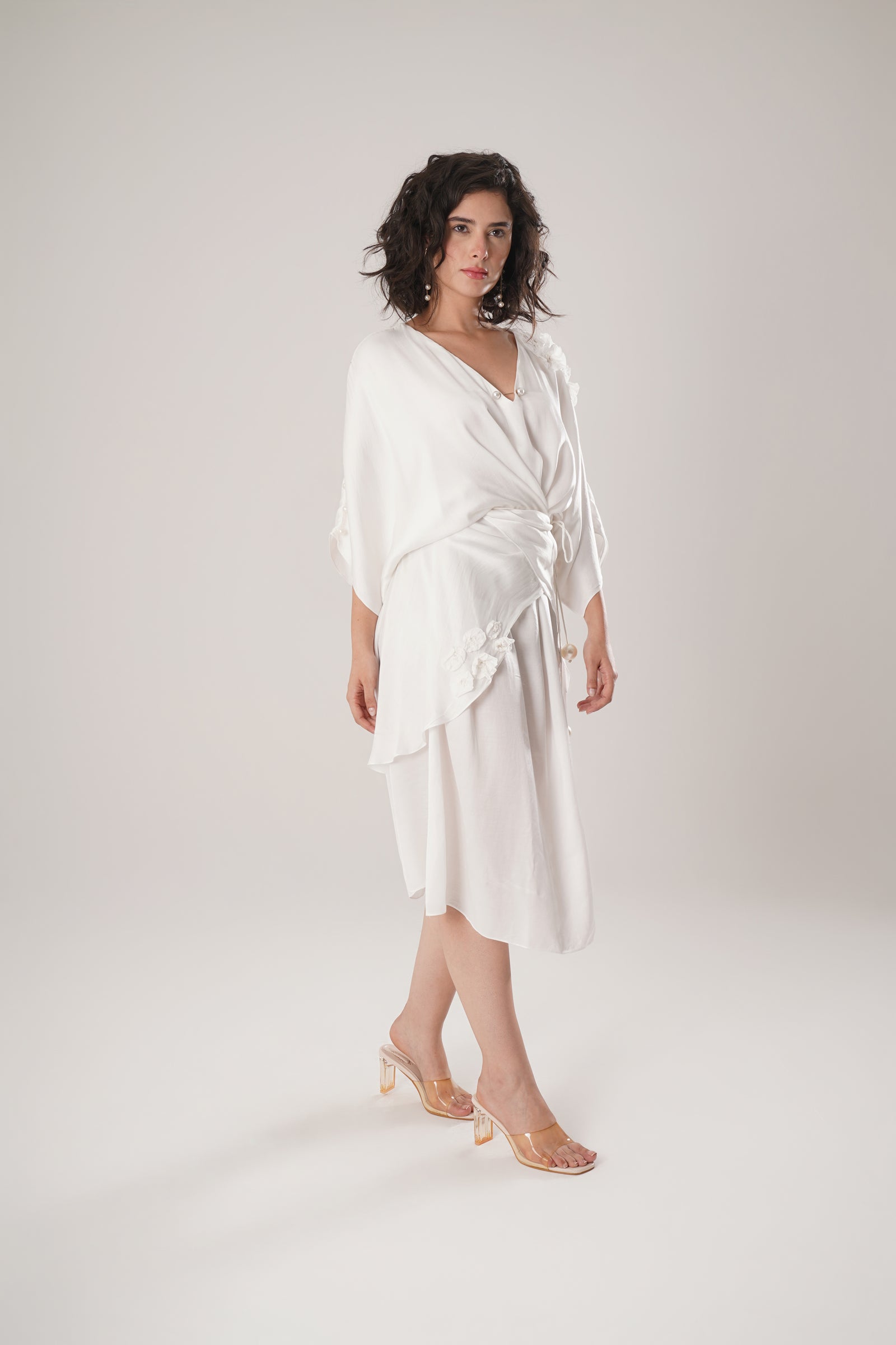 Sophisticated White Modal Satin Dress