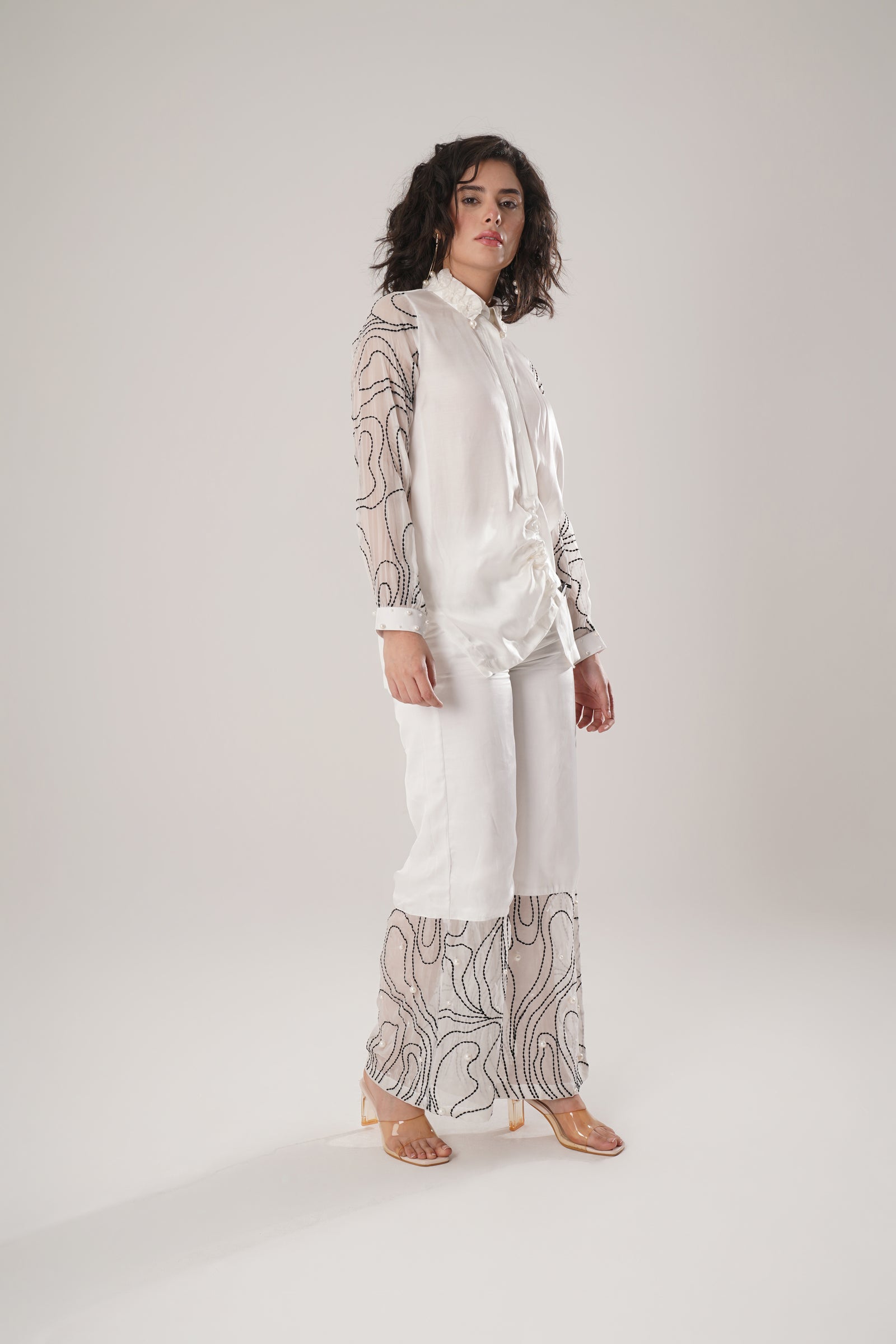 White Modal Satin Shirt Redefines Contemporary Sophistication