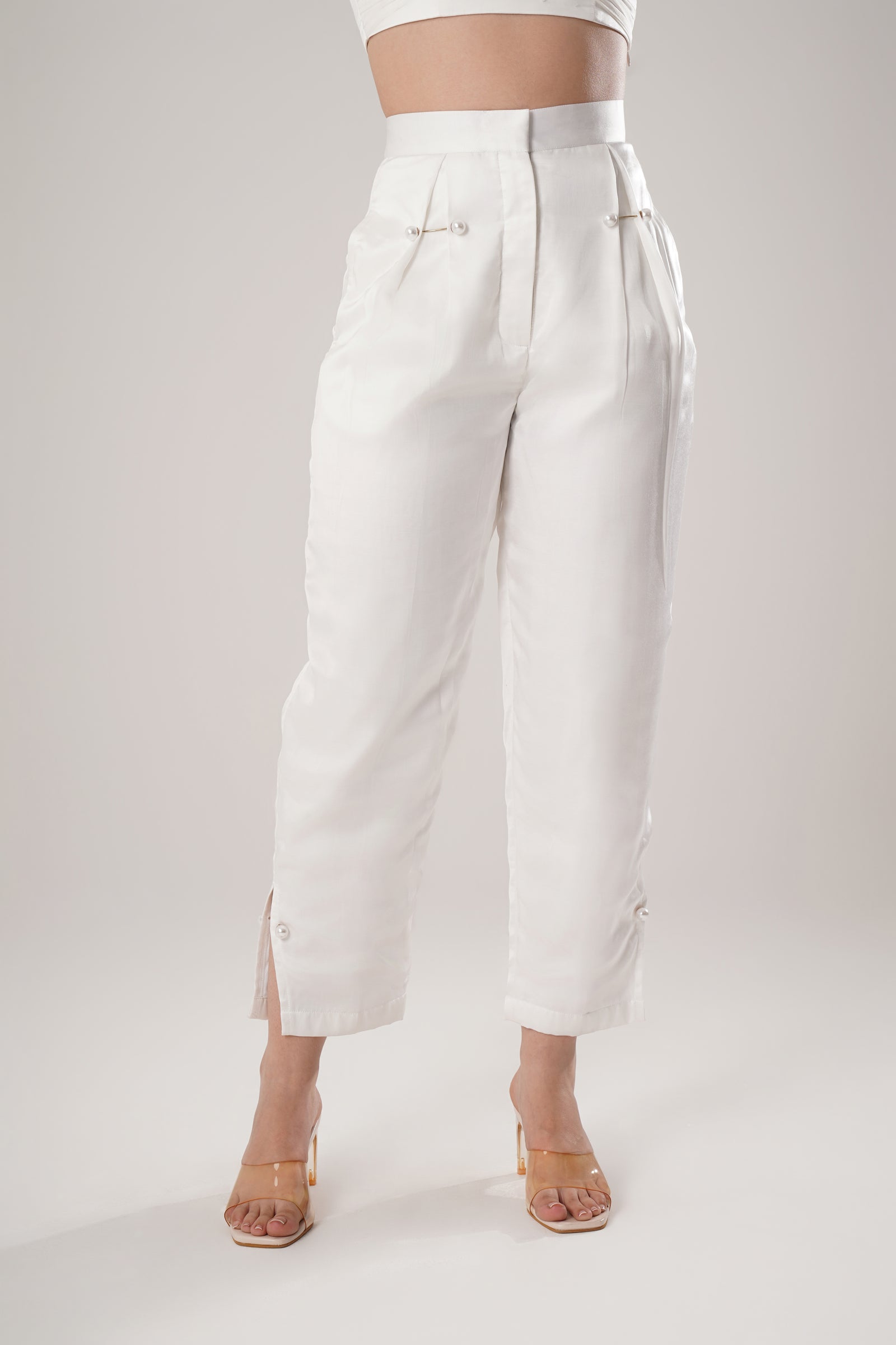 Effortlessly Chic Narrow Trousers White