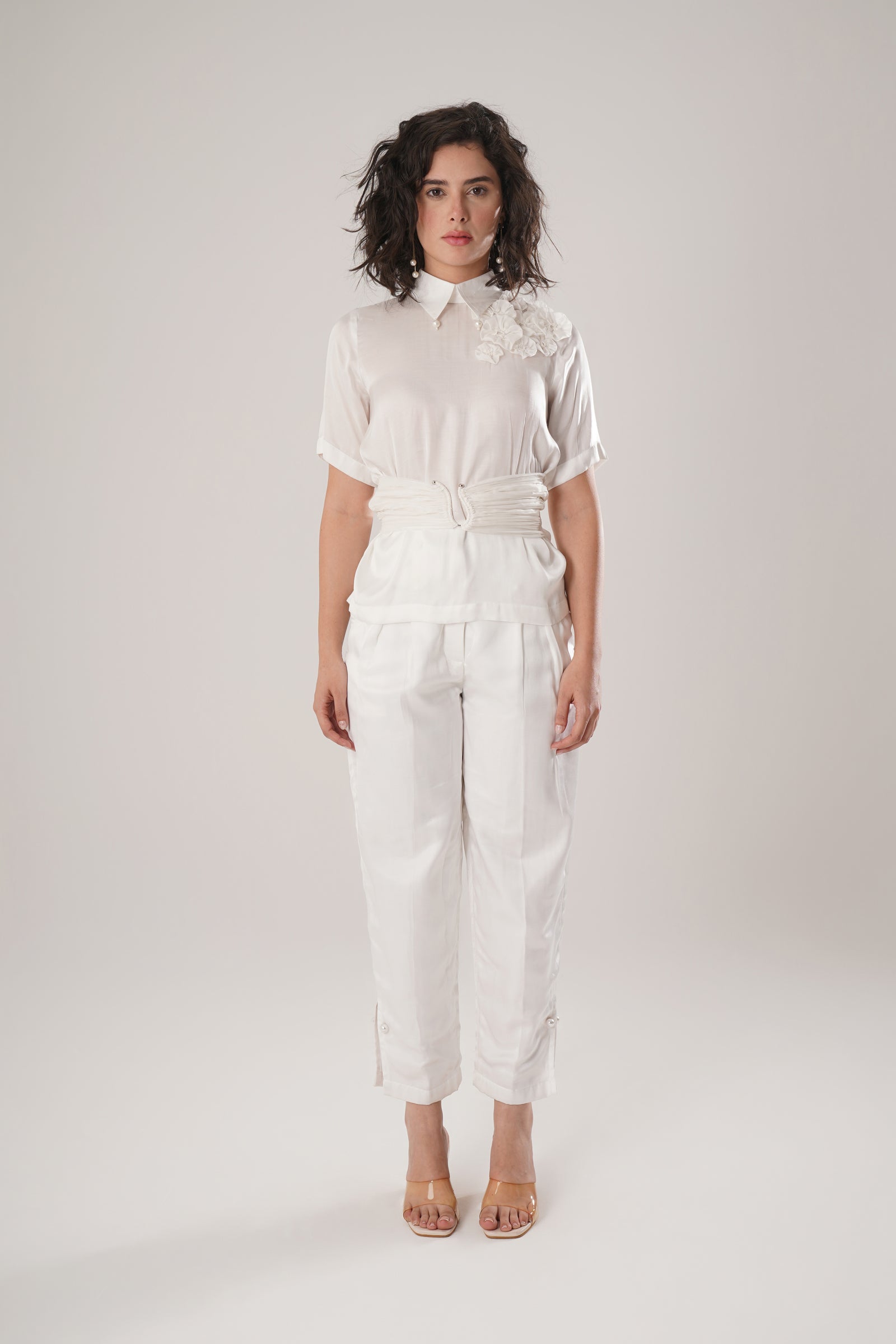 White Modal Satin Shirt Seamlessly Blends Structure With Fluidity