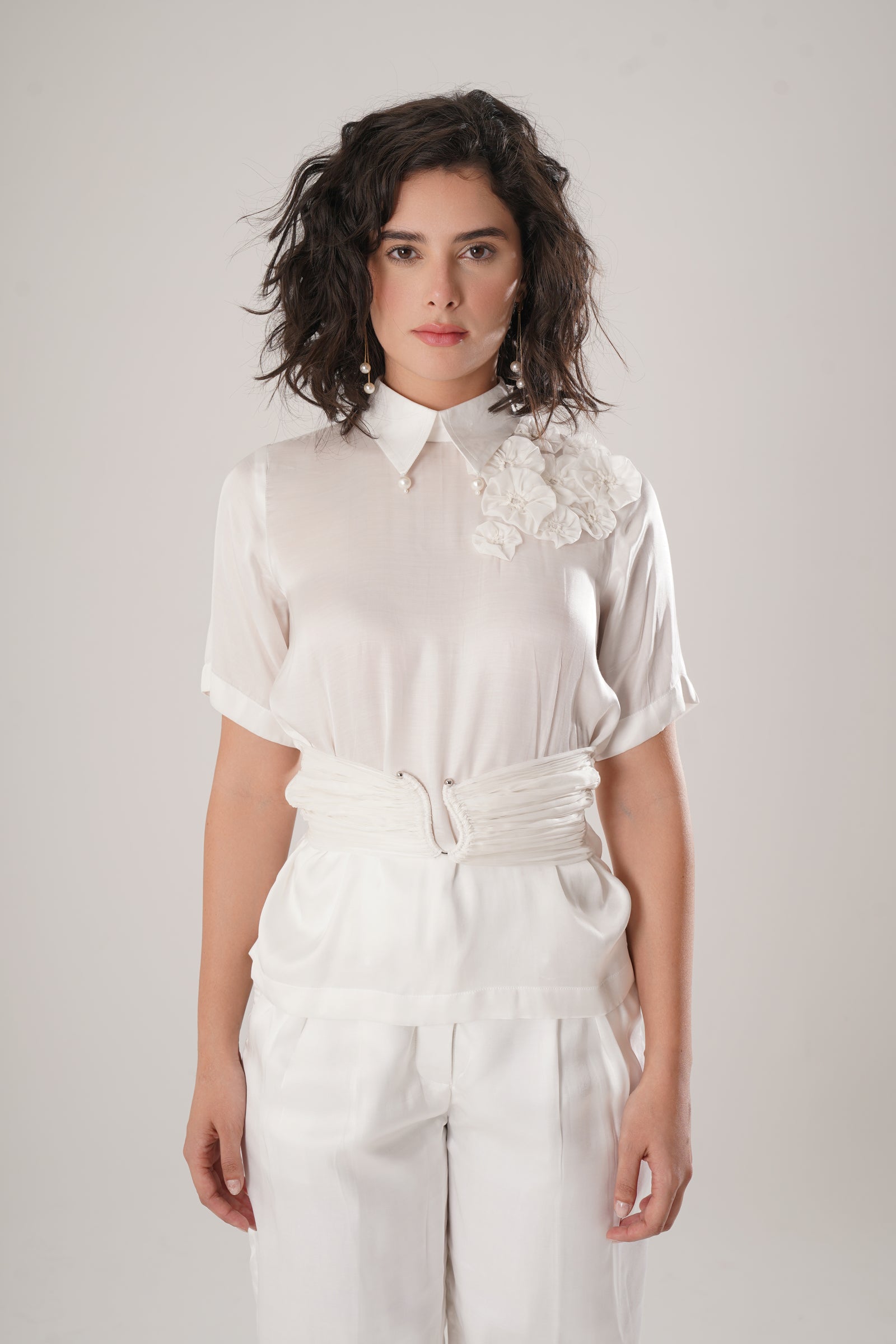 White Modal Satin Shirt Seamlessly Blends Structure With Fluidity