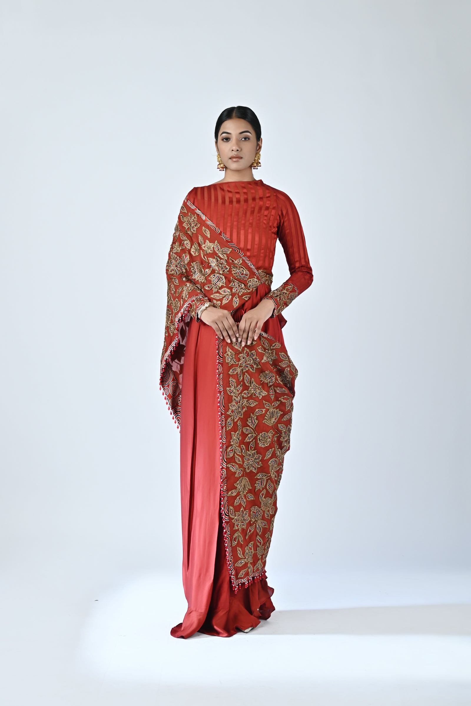 Rebecca Red Gown Saree