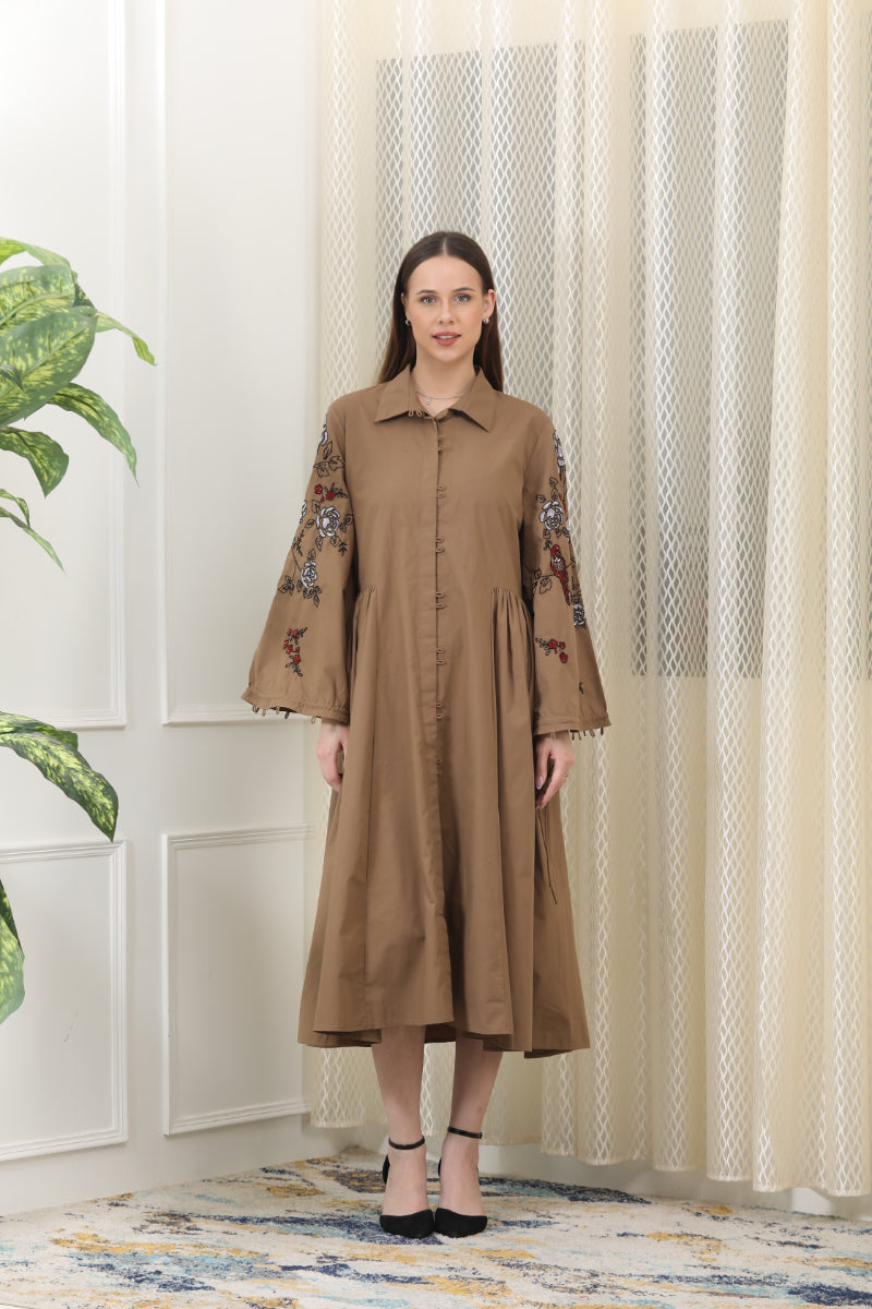 Versatile Mocha Mousse Shirt Dress