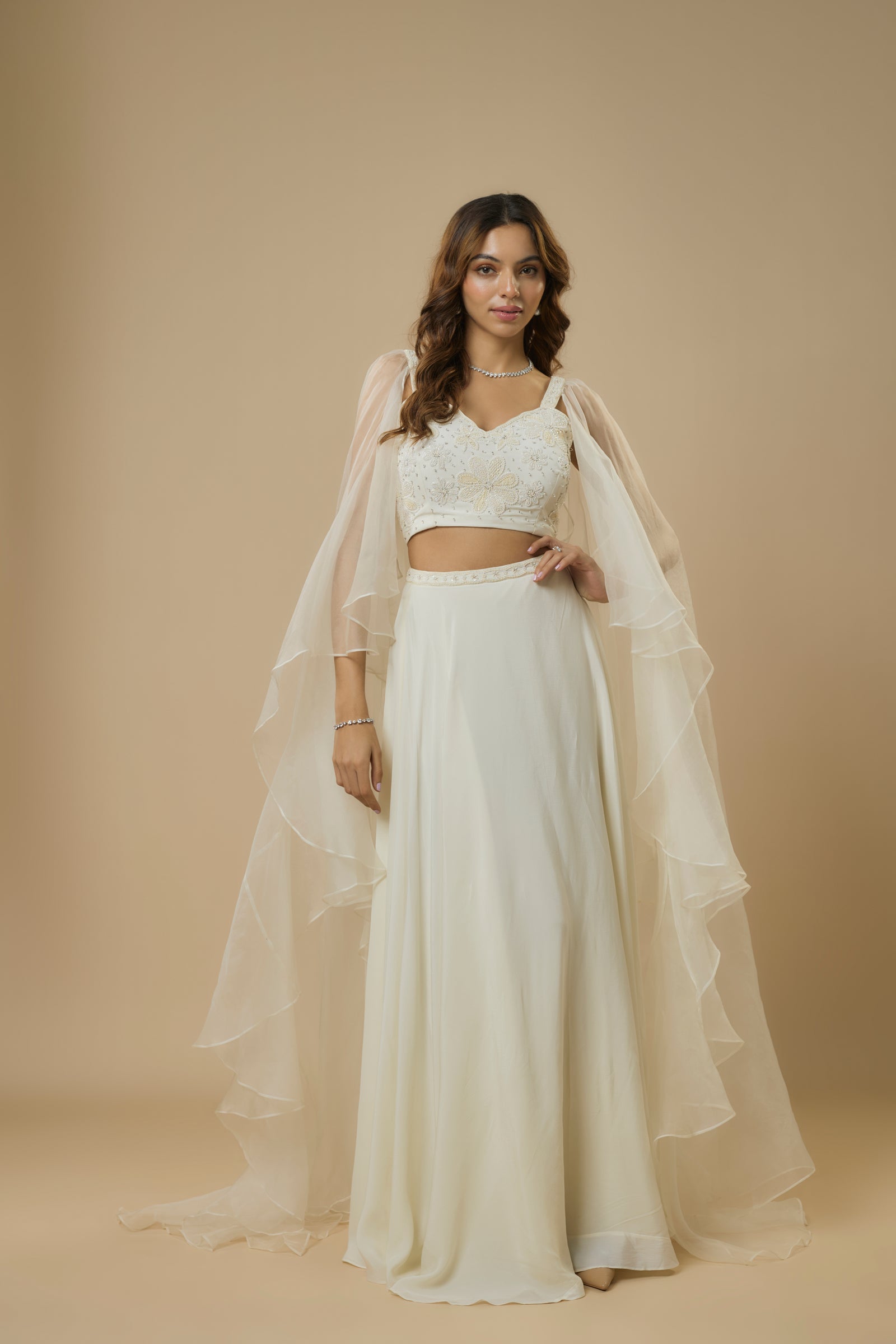 Ewoke Ivory Ruffle Lehenga