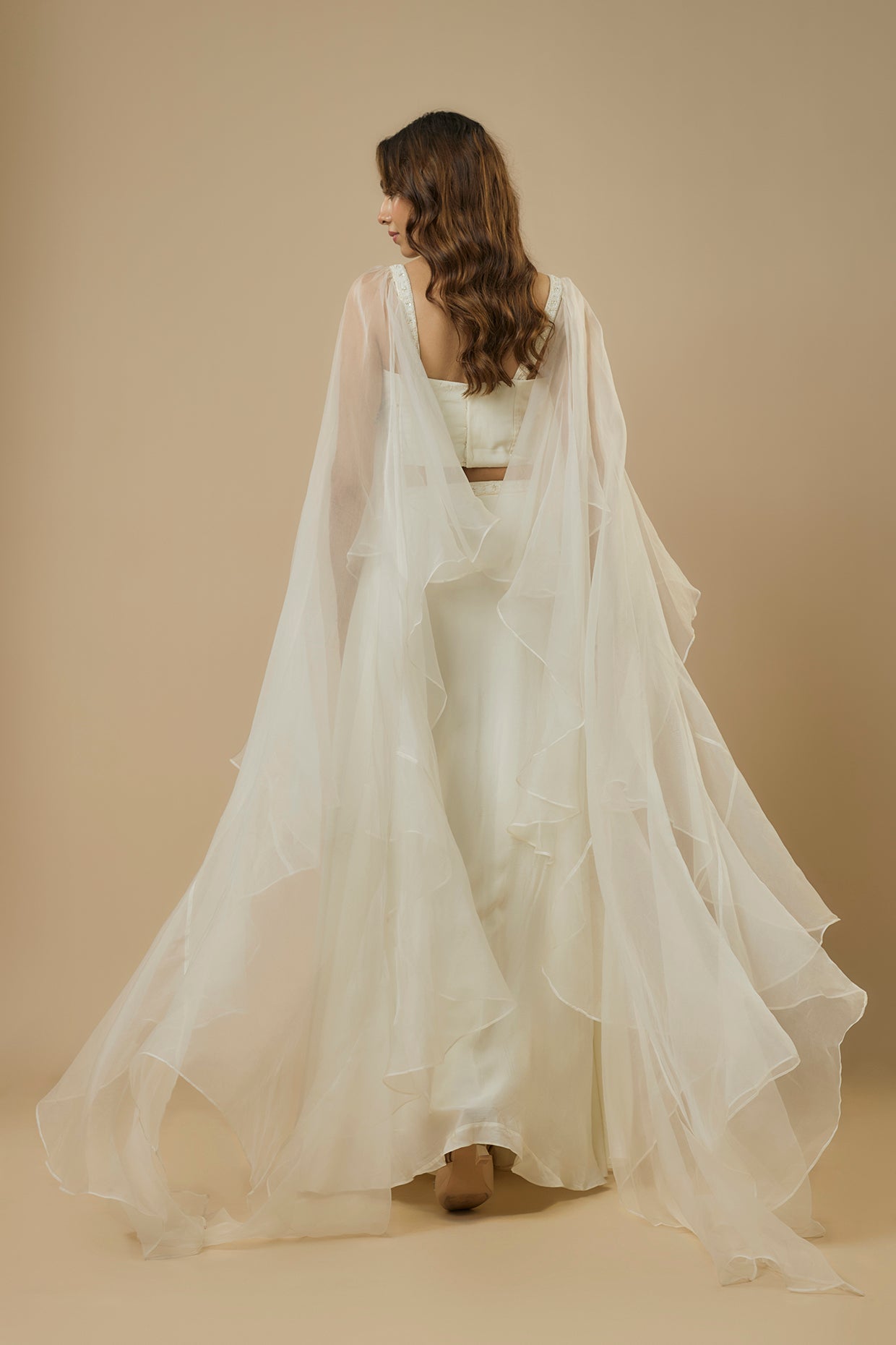 Ewoke Ivory Ruffle Lehenga