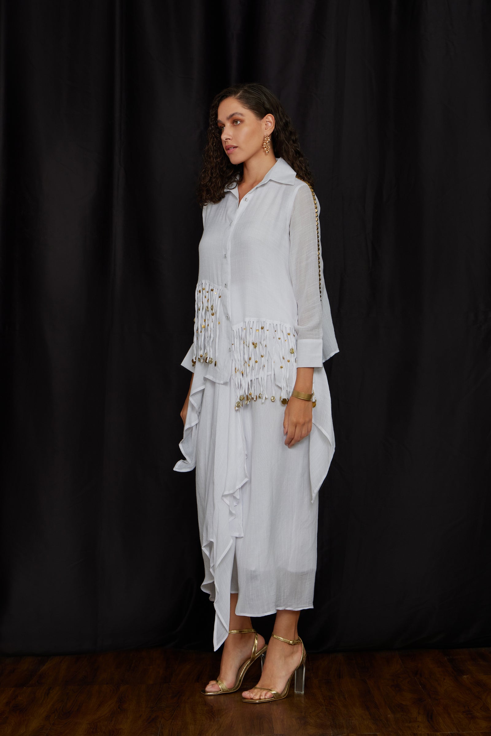 High-Low Tying Shirt Set ( ENF/23(B) )