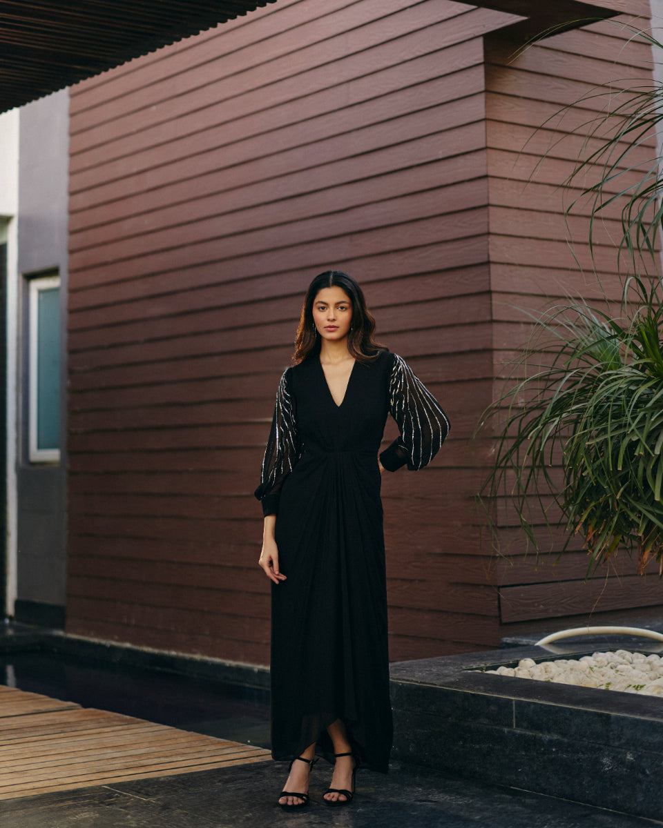 Ewoke Black Drape Dress