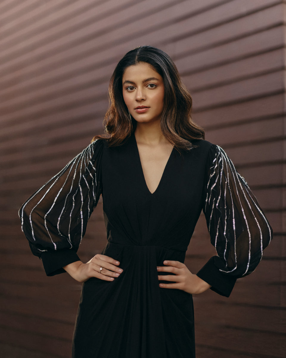 Ewoke Black Drape Dress