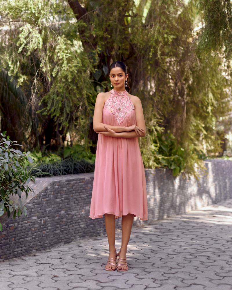 Ewoke Blush Pink Midi Dress