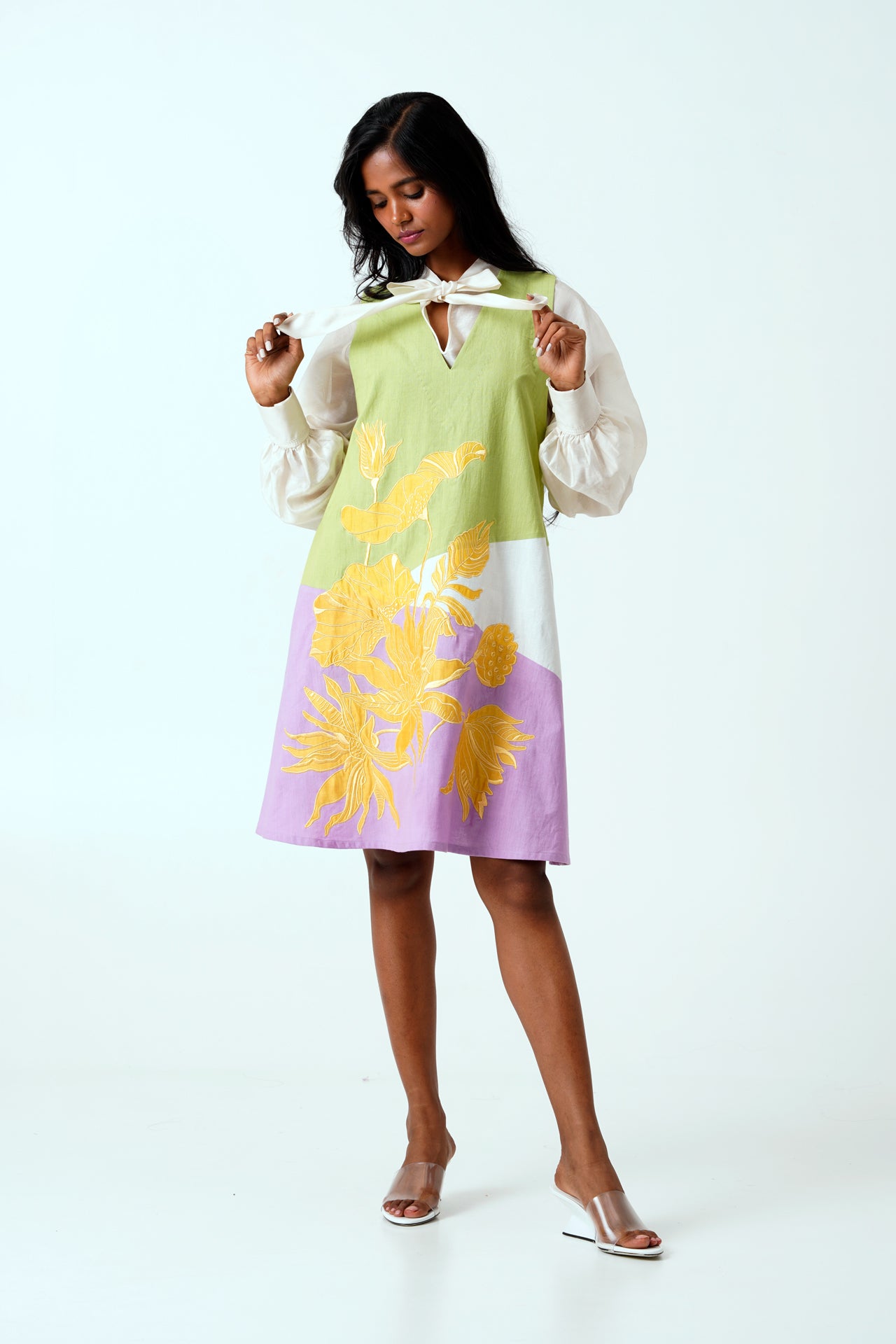 Multi Melody - Neck Tie Shirt + Short Dress